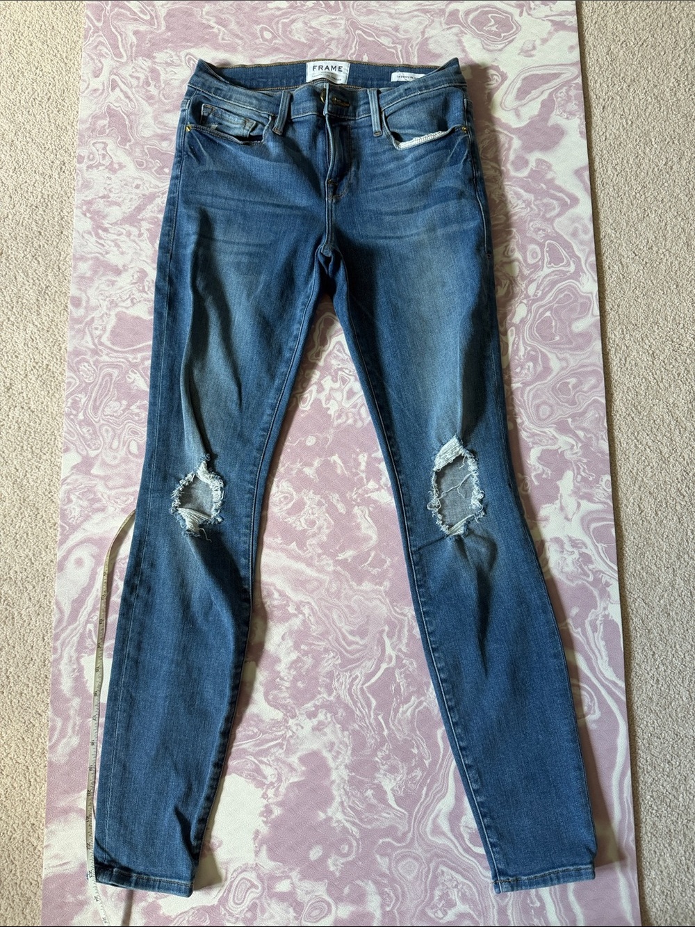 Frame Denim Women's Distressed Blue Skinny Jeans